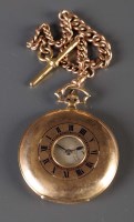 Lot 835 - A 9ct gold half hunter pocket watch, the plain...