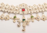 Lot 851 - A foreign silver necklace, the front section...