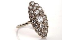 Lot 852 - A diamond cluster ring, the marquise cut mount...