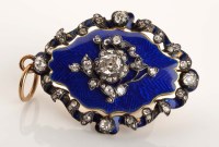 Lot 880 - A Victorian enamel and diamond pendant, c.1860,...
