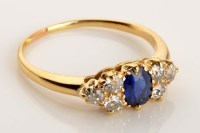 Lot 889 - A late Victorian sapphire and diamond ring,...