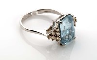 Lot 975 - An aquamarine and diamond ring, the emerald...