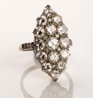 Lot 988 - A diamond cluster ring, the marquise-shaped...