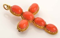 Lot 997 - A Victorian coral and gold brooch pendant,...