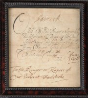 Lot 1103 - A James II (1633-1701) royal warrant,...