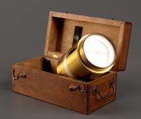 Lot 1110 - A lacquered brass surveying compass with...