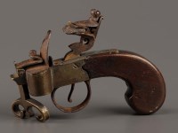 Lot 1114 - A 19th Century brass bodied tinder pistol with...