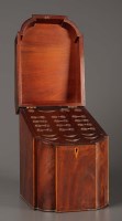 Lot 1182 - A Georgian mahogany knife box, with break...