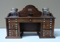 Lot 1190 - A rosewood and inlaid pedestal-desk pattern...