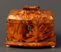 Lot 1197 - A 19th Century blonde tortoiseshell tea caddy,...