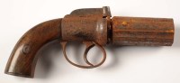 Lot 1208 - A six-shot pepper-box revolver, the barrels...