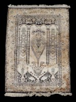 Lot 1234 - A late 20th Century Persian silk prayer rug,...