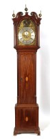 Lot 1253 - An inlaid mahogany longcase clock, the brass...