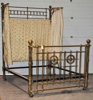 Lot 1311 - A fine quality brass half-tester double bed,...