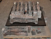 Lot 1315 - Forty-two carved red sandstone balusters, each...