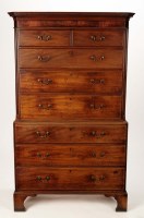 Lot 1323 - A George III mahogany tall boy, the upper...