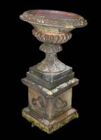 Lot 1387 - A terracotta garden urn of campana form,...