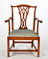 Lot 1418 - A George III lightwood open armchair with...