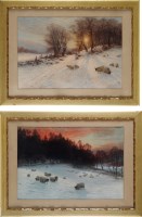 Lot 191 - † A pair of colour prints - Winter scenes with...