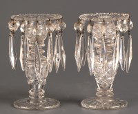 Lot 229 - † A pair of glass lustres, c.1830 of typical...