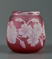 Lot 243 - A cameo glass vase, circa 1900, the cranberry...
