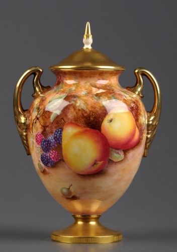 Lot 268 - Royal Worcester: a two-handled covered vase,...