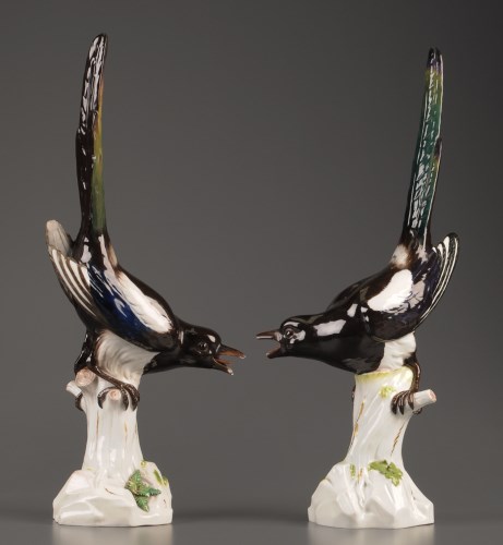 Lot 288 - † A pair of late 19th Century Meissen magpies...