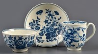 Lot 355 - A Worcester blue and white tea bowl and saucer,...