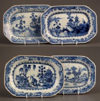 Lot 379 - † Four 18th Century blue and white rectangular...