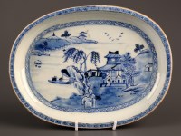 Lot 401 - † An 18th Century blue and white oval stand,...
