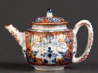 Lot 418 - † A blue and white teapot with red and gold,...