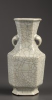 Lot 421 - A crackle glaze vase, of octagonal baluster...