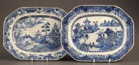 Lot 424 - † Two 18th Century blue and white rectangular...