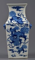 Lot 426 - A blue and white baluster vase, of square...