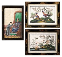 Lot 436 - † Three pith paintings, probably 19th Century,...