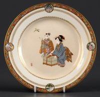 Lot 463 - Kinkozan: a Satsuma plate, painted with a...