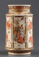 Lot 469 - A Satsuma vase, painted with alternate figure...