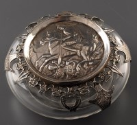 Lot 787 - An Edwardian glass and silver-mounted inkwell,...