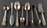 Lot 791 - Six Georgian and later mustard spoons and salt...