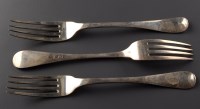 Lot 842 - Three William IV dessert forks, by Mackay &...