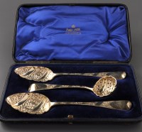 Lot 899 - A Victorian silver gilt three-piece fruit...