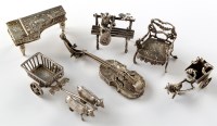 Lot 931 - A Dutch silver model of cattle pulling a cart;...