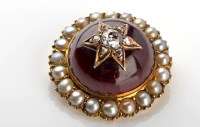 Lot 1017 - A garnet, pearl and diamond brooch, c.1860,...