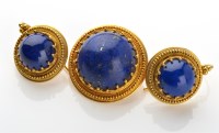 Lot 1032 - A Victorian lapis lazuli and gold demi parure,...