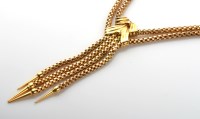 Lot 1064 - A yellow metal necklace, c.1950, of fancy link...