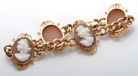 Lot 1066 - A Victorian shell cameo and gold bracelet,...