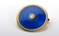 Lot 1081 - An enamel, diamond and gold brooch, the...