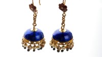 Lot 1107 - A pair of enamel and pearl earrings, c.1880,...