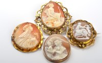 Lot 1114 - A selection of four Victorian cameo brooches,...