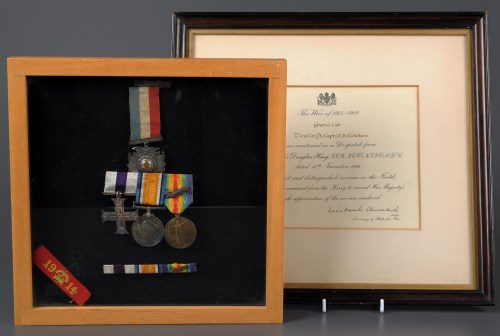 Lot 1123 - A WWI group of medals, to include: the...